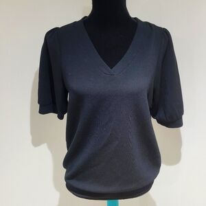 Soya Concept Women's Banu Short Sleeve V-Neck Sweatshirt Small Black Normcore